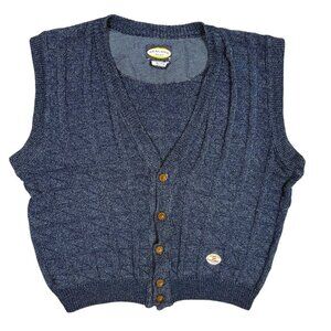Vintage Sealark West Indigo Cotton Chunky Knit Cardigan Oversized XL